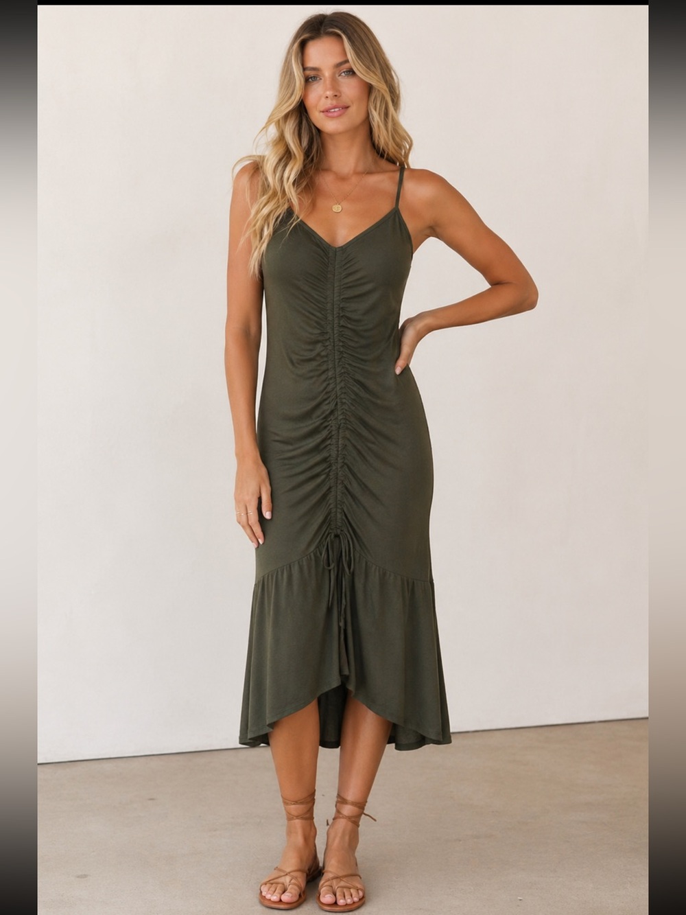 Express Dark Green High Low Dress